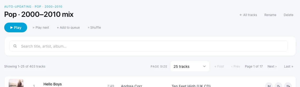Playlist actions