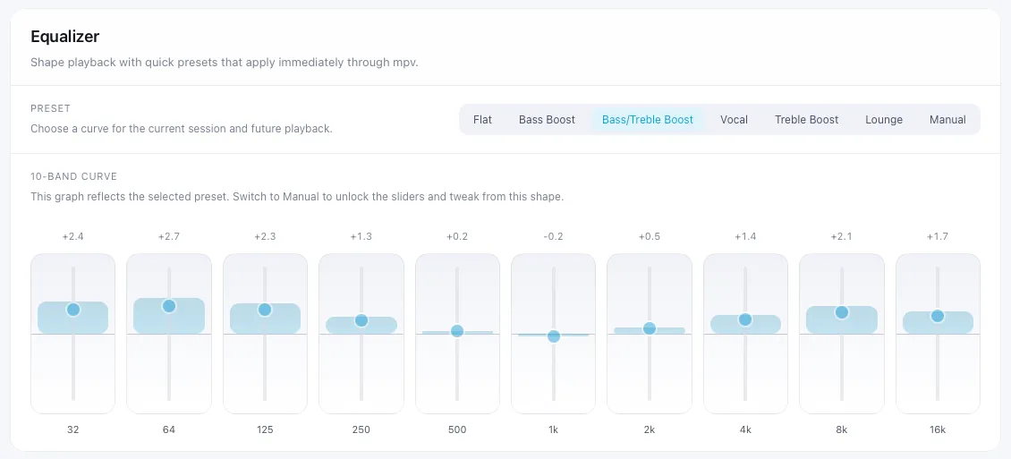 Settings — Equalizer